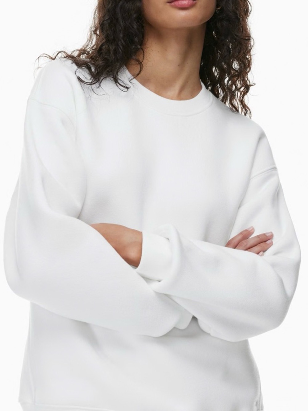 TNA bubble fleece White Crewneck Sweatshirt, boyfriend fit